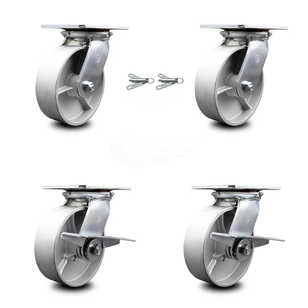 Service Caster 6 Inch Semi Steel Swivel Caster Swivel Locks 2 Brakes, 2PK SCC-35S620-SSR-BSL-2-SLB-2 - main